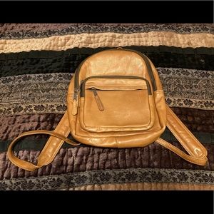 Vintage Genuine Columbian Leather Mini Backpack Tan YKK WL